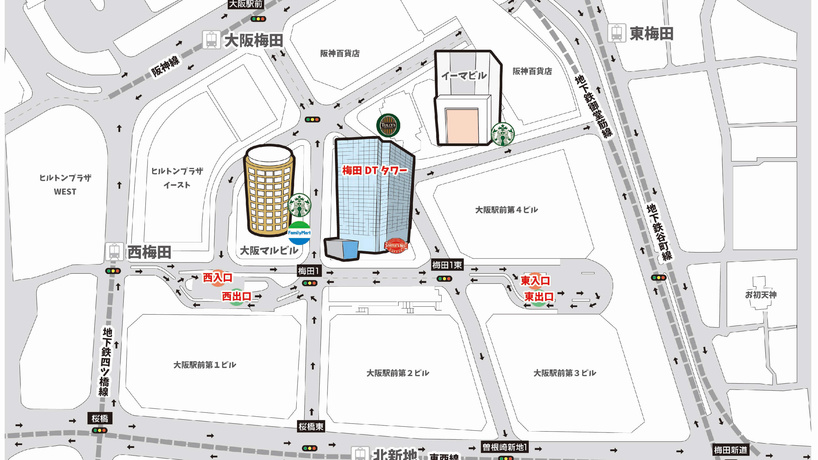 大阪天満宮から近くて安い《軽・コンパクト》梅田DTタワー駐車場