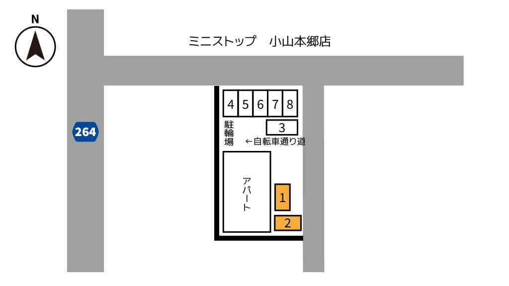 小山駅から近くて安い《軽・コンパクトカーまで》flat城山アパート駐車場