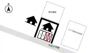 特P 【長さ450㎝まで】牛田一丁目64駐車場の図面