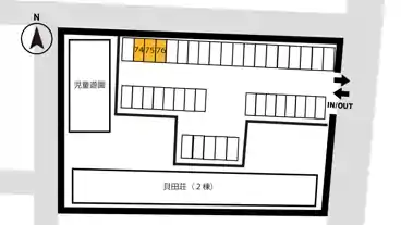 特P 《軽専用・74番・75番・76番》貝田荘駐車場の図面