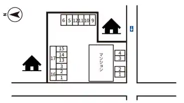 特P 【17番/大型車まで】新町1-9-13駐車場の図面