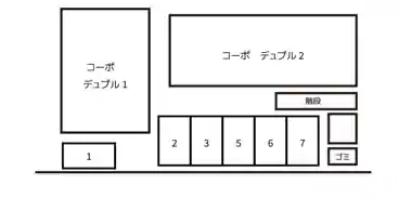 特P 《軽・コンパクト》コーポデュプルⅠ駐車場の図面