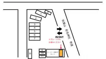 特P 秋葉山針名神社　参道入り口屋根付き駐車場の図面